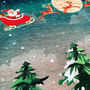 Christmas Cushion Cover With Santa And Fly Reindeers, thumbnail 2 of 7