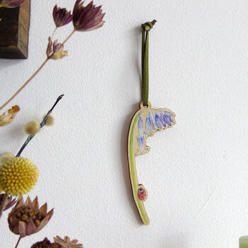 English Bluebell Hanging Wooden Decoration, 3 of 10
