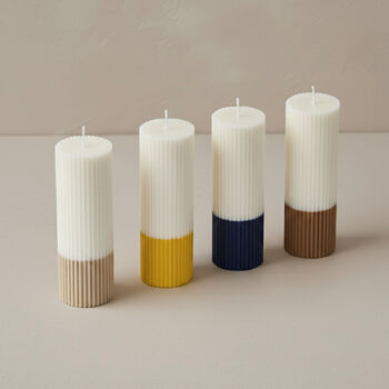 Ombre Pillar Candle Ribbed Two Tone Candle, 9 of 11