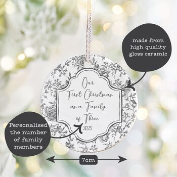 First Christmas As A Family Of Ceramic Floral Tree Decoration, 2 of 4