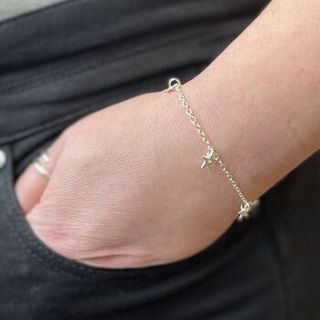 Sterling Silver Star Charm Bracelet, 2 of 3