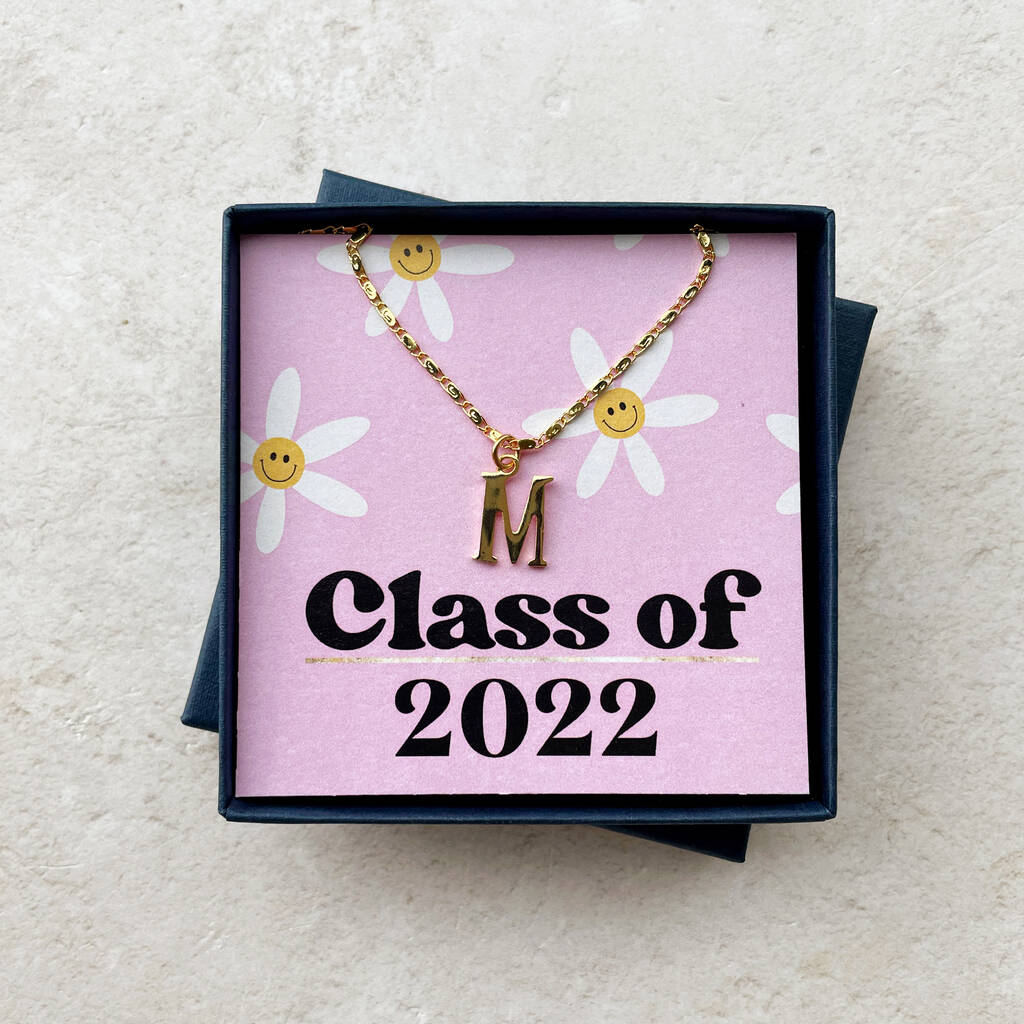 Class Of 2022 18ct Gold Plated Initial Necklace By Lucent Studios