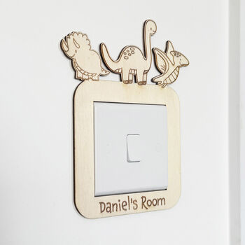 Personalised Dinosaur Wooden Light Switch Surround, 3 of 4