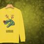 Rudolphasaurus Rex Dinosaur Personalised Kids Christmas Jumper Sweatshirt, thumbnail 12 of 12