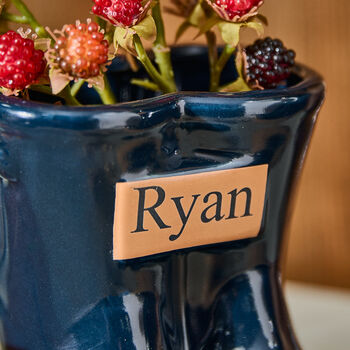 Set Of Two Personalised Blue Welly Boots Planters, 7 of 9