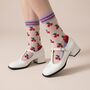 Cherry Fruit Combed Cotton Sheer Pop Socks, thumbnail 1 of 4