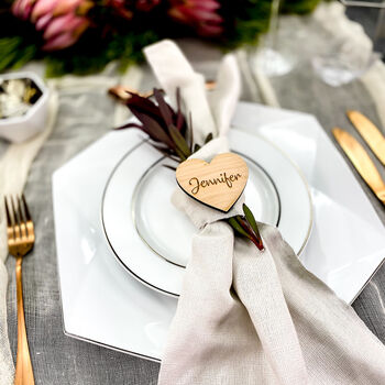 Personalised Engraved Wood Heart Place Name Setting, 9 of 9