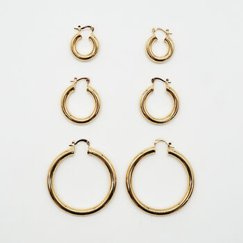 Thick Gold Plated Hoop Earrings 30mm, 6 of 6
