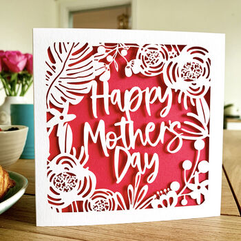 Floral Mother's Day Papercut Card, 2 of 4