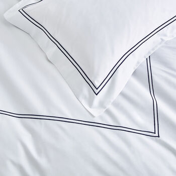 Lexington Navy Blue Two Line Sateen Bed Linen, 4 of 7