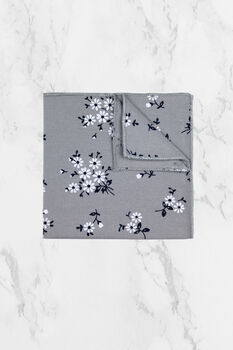 Wedding Handmade 100% Cotton Floral Print Tie In Grey, 5 of 9