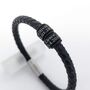Mens Leather Bracelet With Black Personalised Rings, thumbnail 2 of 5
