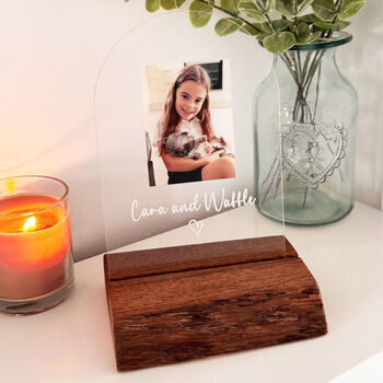 Acrylic Photo Family Stand With Wooden Base, 3 of 5