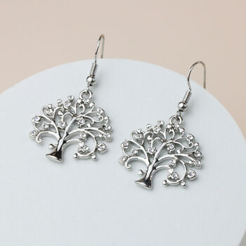 Crystal Detail Tree Dangle Earrings, 4 of 6