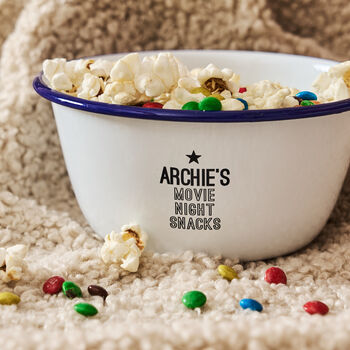 Personalised Enamel Popcorn Bowl For Kids, 5 of 5