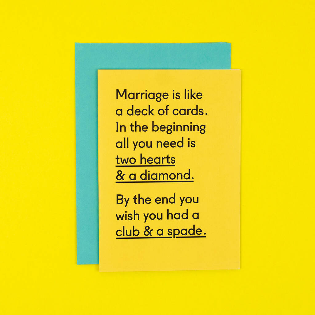 'Marriage Like A Deck Of Cards' Funny Engagement Card By Twin Pines ...