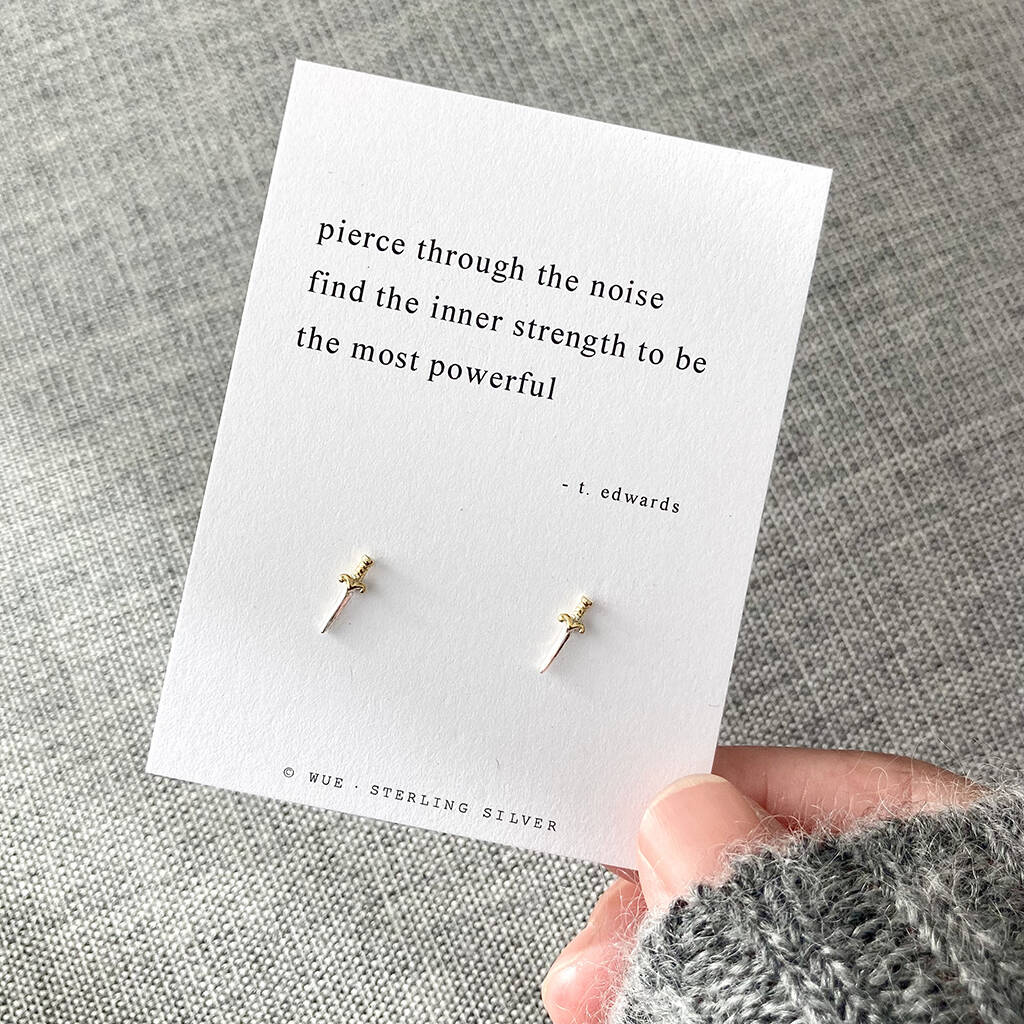 Most Powerful Silver Dagger Stud Earrings, 1 of 4