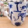 Set Of Six Aspen Mugs In Blue Safari Design, thumbnail 9 of 12