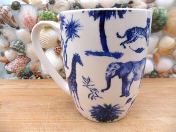 Set Of Six Aspen Mugs In Blue Safari Design, 9 of 12