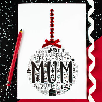Mum Personalised Christmas Bauble Card, 2 of 4