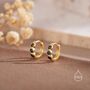 Sterling Silver Dainty Black Opal Huggie Hoops, thumbnail 7 of 11