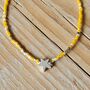 Seed Bead Bracelet In Yellow With Star Charm, thumbnail 2 of 3
