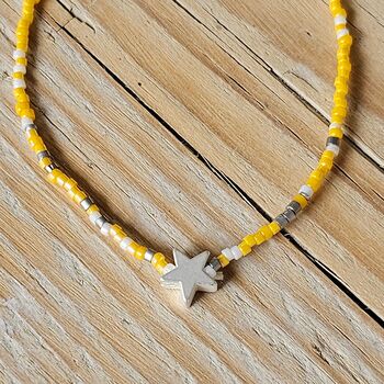 Seed Bead Bracelet In Yellow With Star Charm, 2 of 3