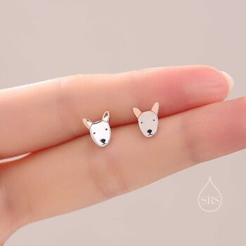 Sterling Silver Bull Terrier Dog Stud Earrings, 5 of 11