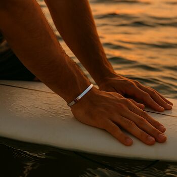 Men's Minimalist Polished Titanium Cuff Bangle, 6 of 10