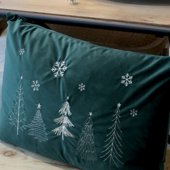 Winter Wonderland Emerald Green Cushion, 3 of 3