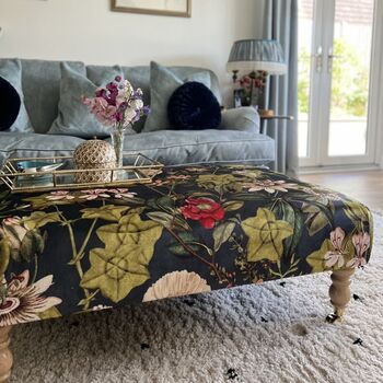 Coffee Table Footstool In Passiflora Velvet, 2 of 3