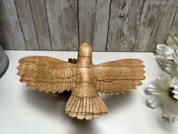 Hand Carved Wooden Soaring Eagle Sculpture Ornament, 3 of 12