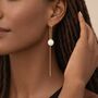 Gold Plated Sterling Silver Freshwater Pearl Threader Drop Earrings, thumbnail 3 of 5