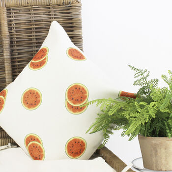 Watermelon Slices Cream Linen Cushion, 2 of 4