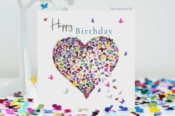 Birthday Butterfly Soft Pink Multicoloured Heart Card, 7 of 12