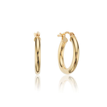 Small Round Solid Gold Or Silver Hoop Earrings By LILY & ROO