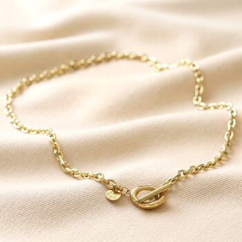 Stainless Steel Organic T Bar Necklace In Gold Plating, 3 of 6
