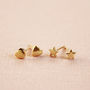 Heart Or Star Stud Earrings In 14ct Gold, thumbnail 1 of 6