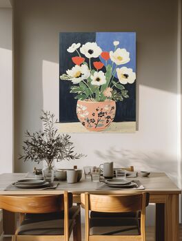 Stripy Vase Flowers Art Print, 2 of 5