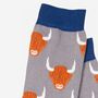 Men's Highland Cow Bamboo Socks Grey Blue, thumbnail 3 of 3