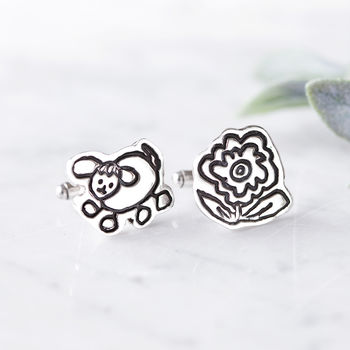 Child's Doodle Silver Cufflinks, 2 of 6