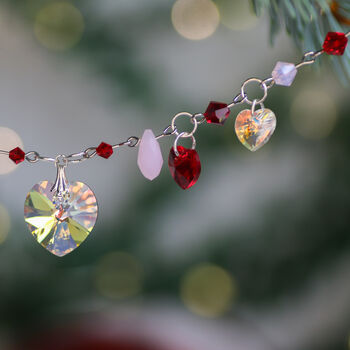 Heart Charm Mini Garland – Red And Pink Crystal Decoration, 3 of 9