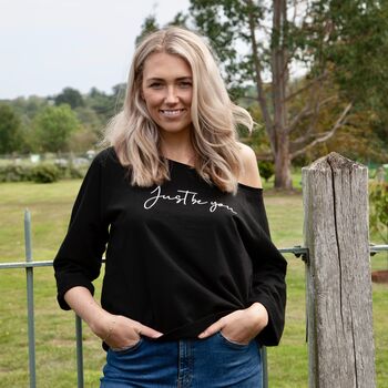 ‘Just Be You' Black Womens Oversized Sweater, 2 of 4
