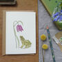 Frog And Fritillary Any Occasion Greetings Card, thumbnail 5 of 5