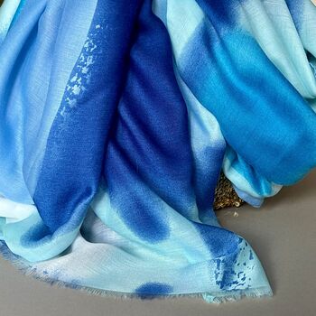 Watercolour Block Scarf In Blue, 3 of 3