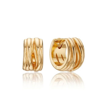 Chunky Ribbed Huggie Hoop Earrings, 3 of 5