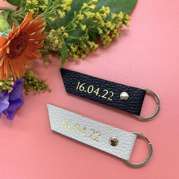 Personalised Leather Mr And Mrs Key Ring Set, 2 of 4