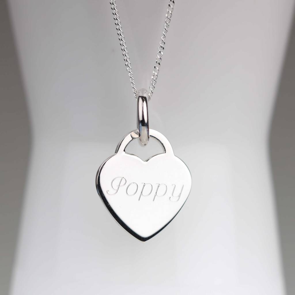 Engraved Silver Heart Necklace By Nest | notonthehighstreet.com