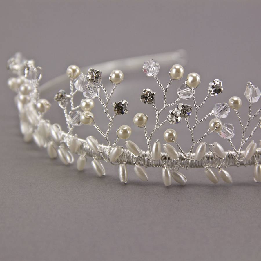 crystal and pearl tiara by gama weddings | notonthehighstreet.com