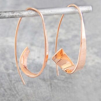 Flared Ribbon Sterling Silver Hoop Earrings, 6 of 7